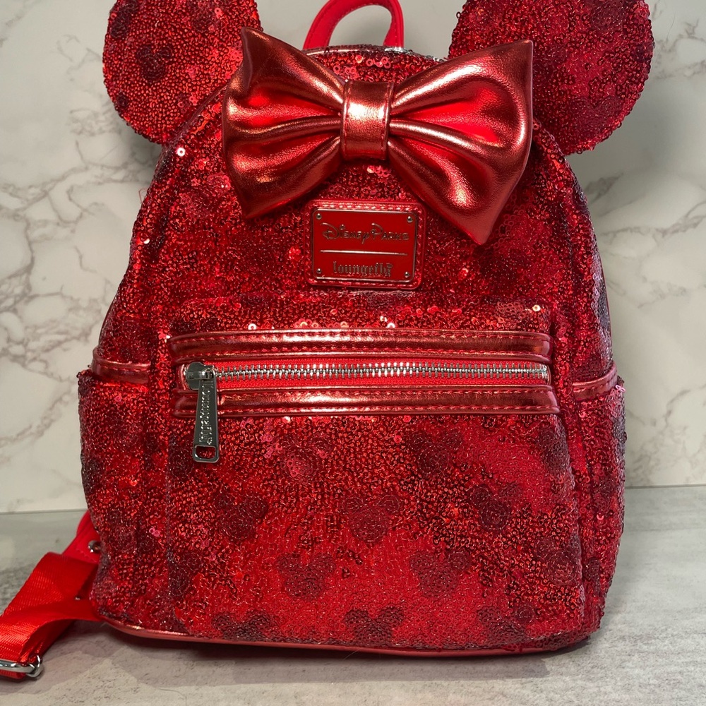 Loungefly Red Sequin Kids Backpack with Bow